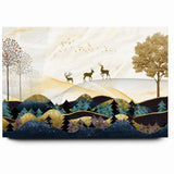 Modern Landscape Abstract - Deer and Vibrant Hills Wall Art