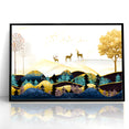 Modern Landscape Abstract - Deer and Vibrant Hills Wall Art