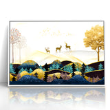 Modern Landscape Abstract - Deer and Vibrant Hills Wall Art