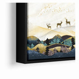 Modern Landscape Abstract - Deer and Vibrant Hills Wall Art