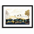 Modern Landscape Abstract - Deer and Vibrant Hills Wall Art