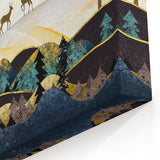 Modern Landscape Abstract - Deer and Vibrant Hills Wall Art