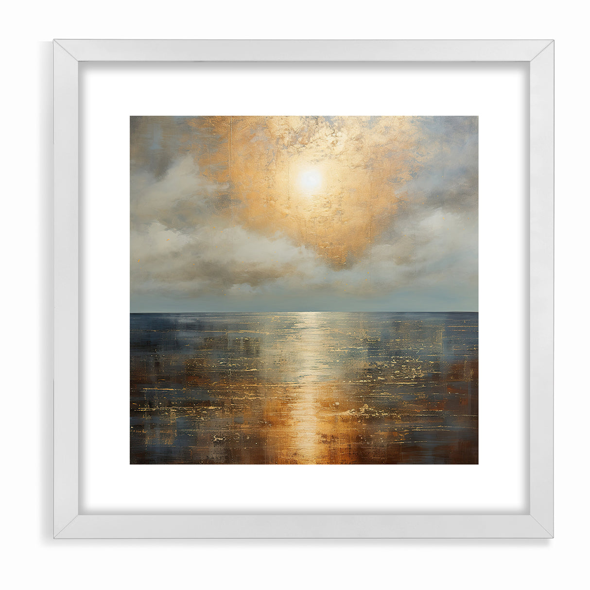 Abstract Nature Prints - Golden Sunset Over Calm Sea Wall Art