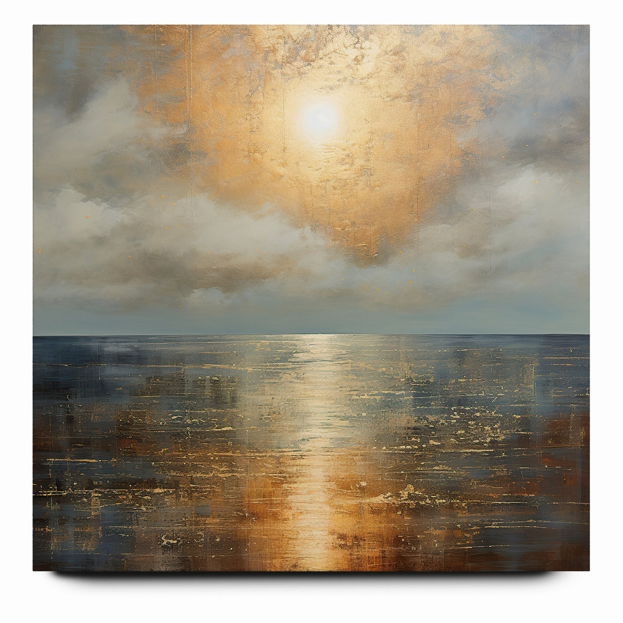 Abstract Nature Prints - Golden Sunset Over Calm Sea Wall Art