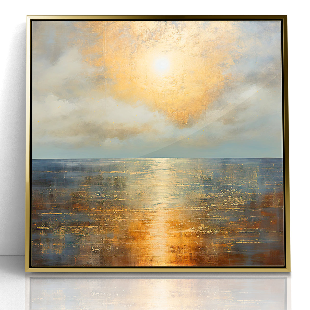 Abstract Nature Prints - Golden Sunset Over Calm Sea Wall Art