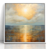 Abstract Nature Prints - Golden Sunset Over Calm Sea Wall Art