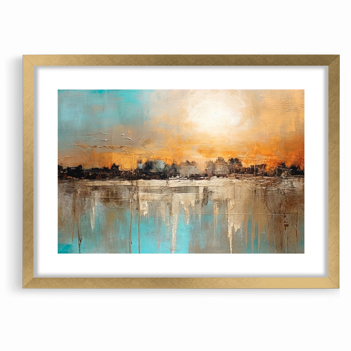Modern Landscape Abstract - Vibrant Sunset Over Textured Cityscape Wall Art
