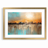 Modern Landscape Abstract - Vibrant Sunset Over Textured Cityscape Wall Art