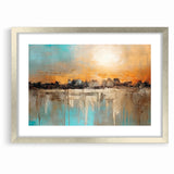 Modern Landscape Abstract - Vibrant Sunset Over Textured Cityscape Wall Art