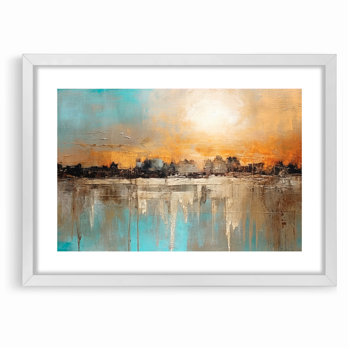 Modern Landscape Abstract - Vibrant Sunset Over Textured Cityscape Wall Art