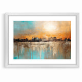 Modern Landscape Abstract - Vibrant Sunset Over Textured Cityscape Wall Art