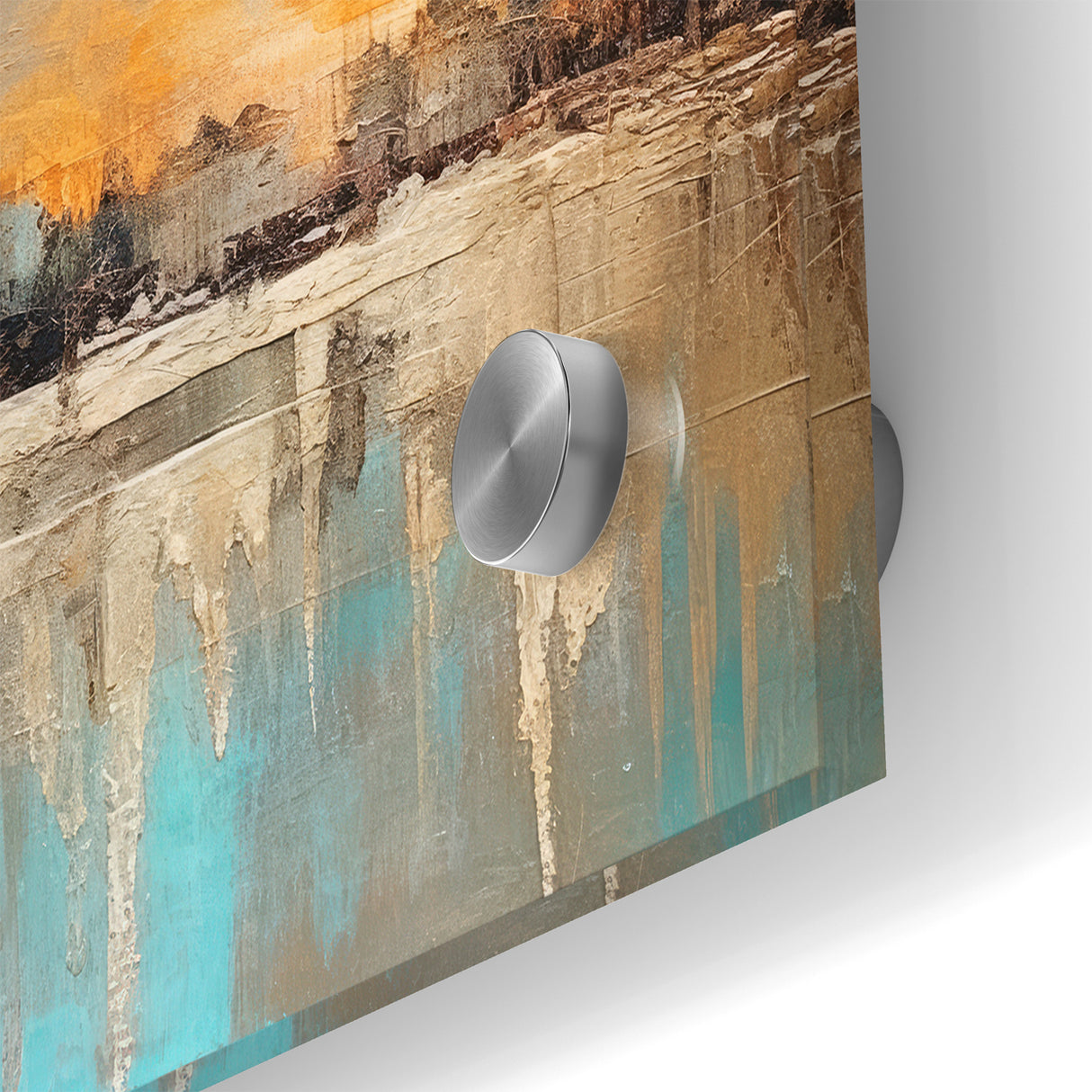 Modern Landscape Abstract - Vibrant Sunset Over Textured Cityscape Wall Art