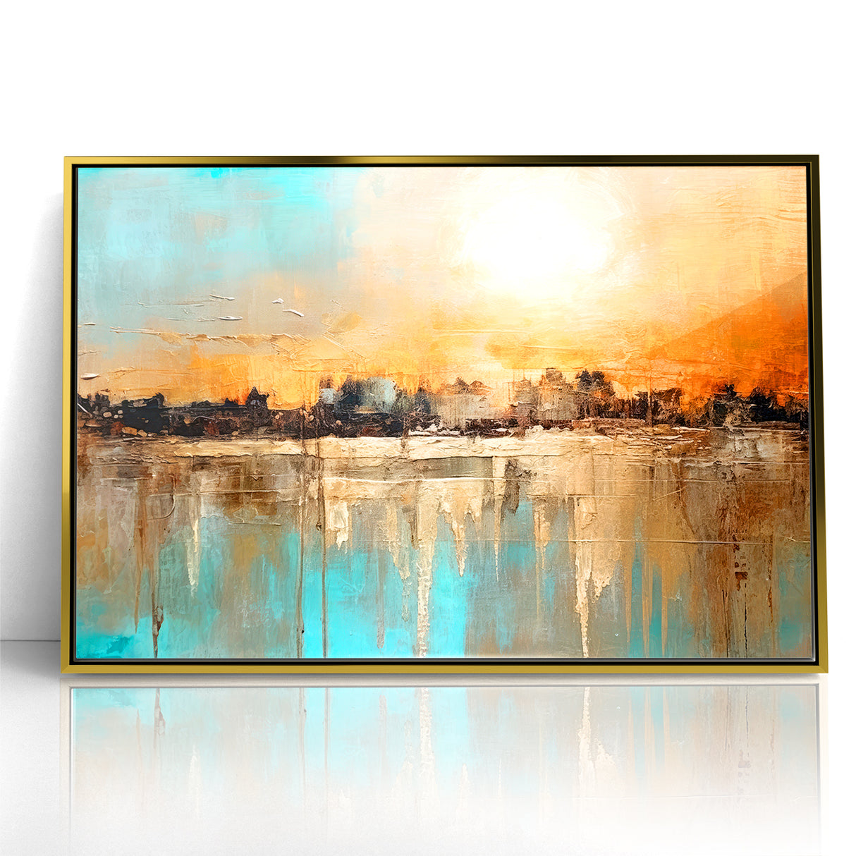Modern Landscape Abstract - Vibrant Sunset Over Textured Cityscape Wall Art