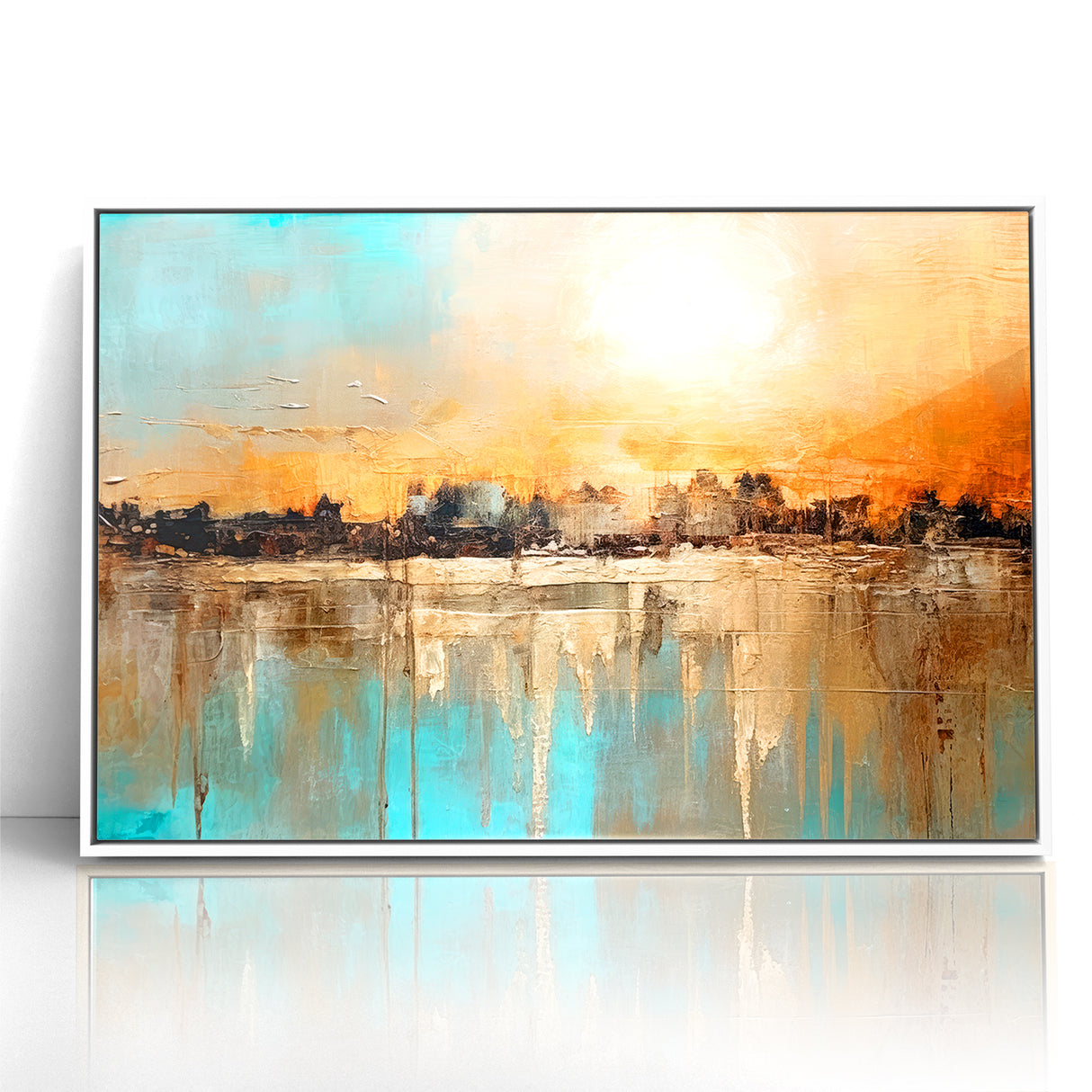 Modern Landscape Abstract - Vibrant Sunset Over Textured Cityscape Wall Art