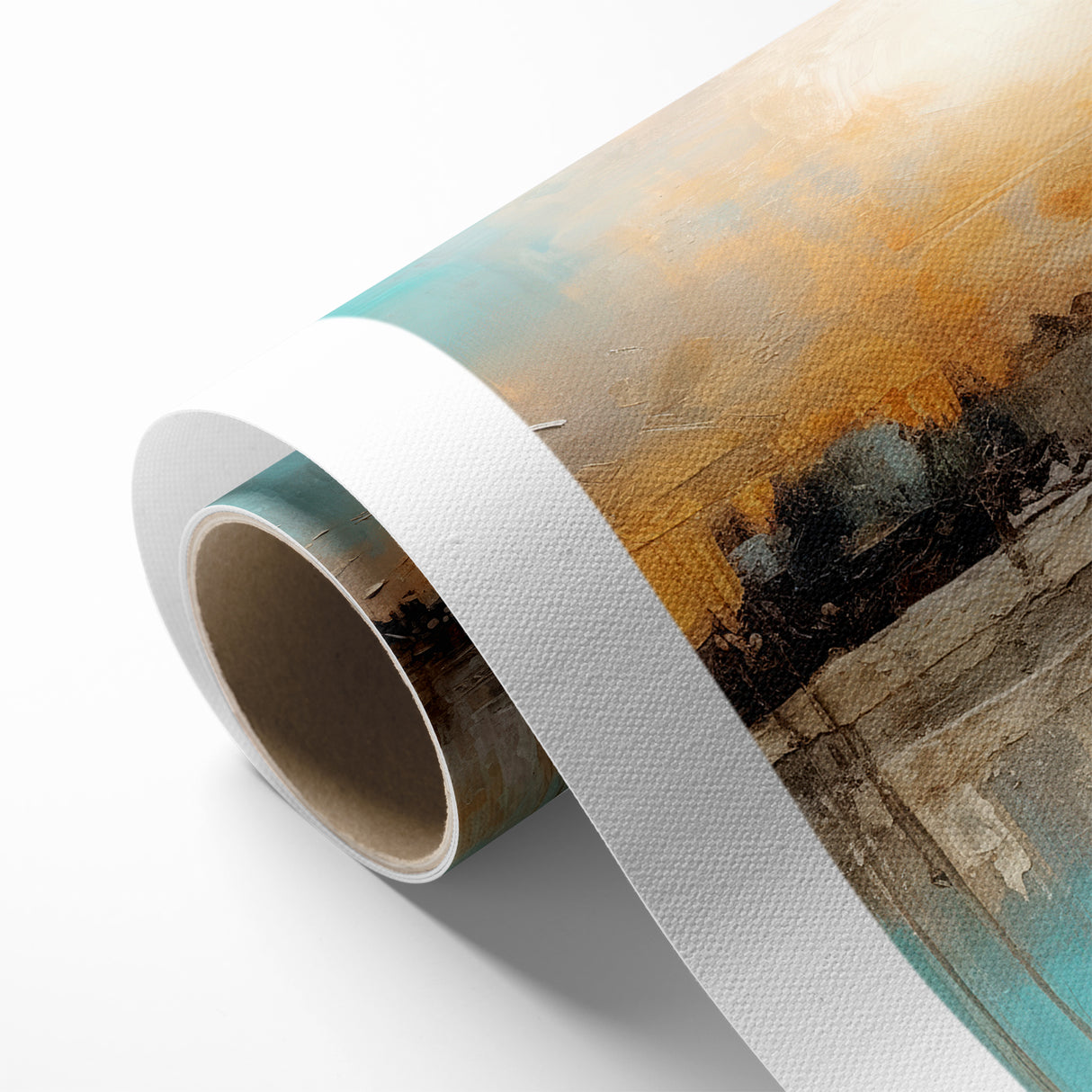 Modern Landscape Abstract - Vibrant Sunset Over Textured Cityscape Wall Art