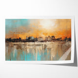 Modern Landscape Abstract - Vibrant Sunset Over Textured Cityscape Wall Art