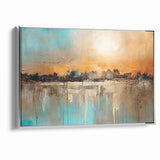 Modern Landscape Abstract - Vibrant Sunset Over Textured Cityscape Wall Art