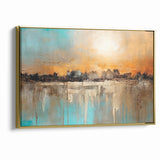 Modern Landscape Abstract - Vibrant Sunset Over Textured Cityscape Wall Art