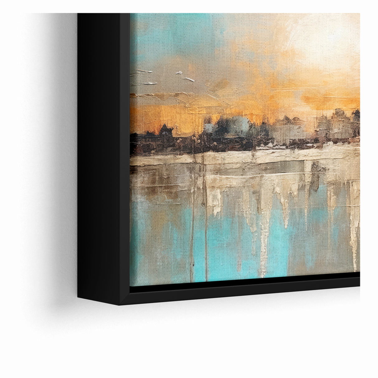 Modern Landscape Abstract - Vibrant Sunset Over Textured Cityscape Wall Art