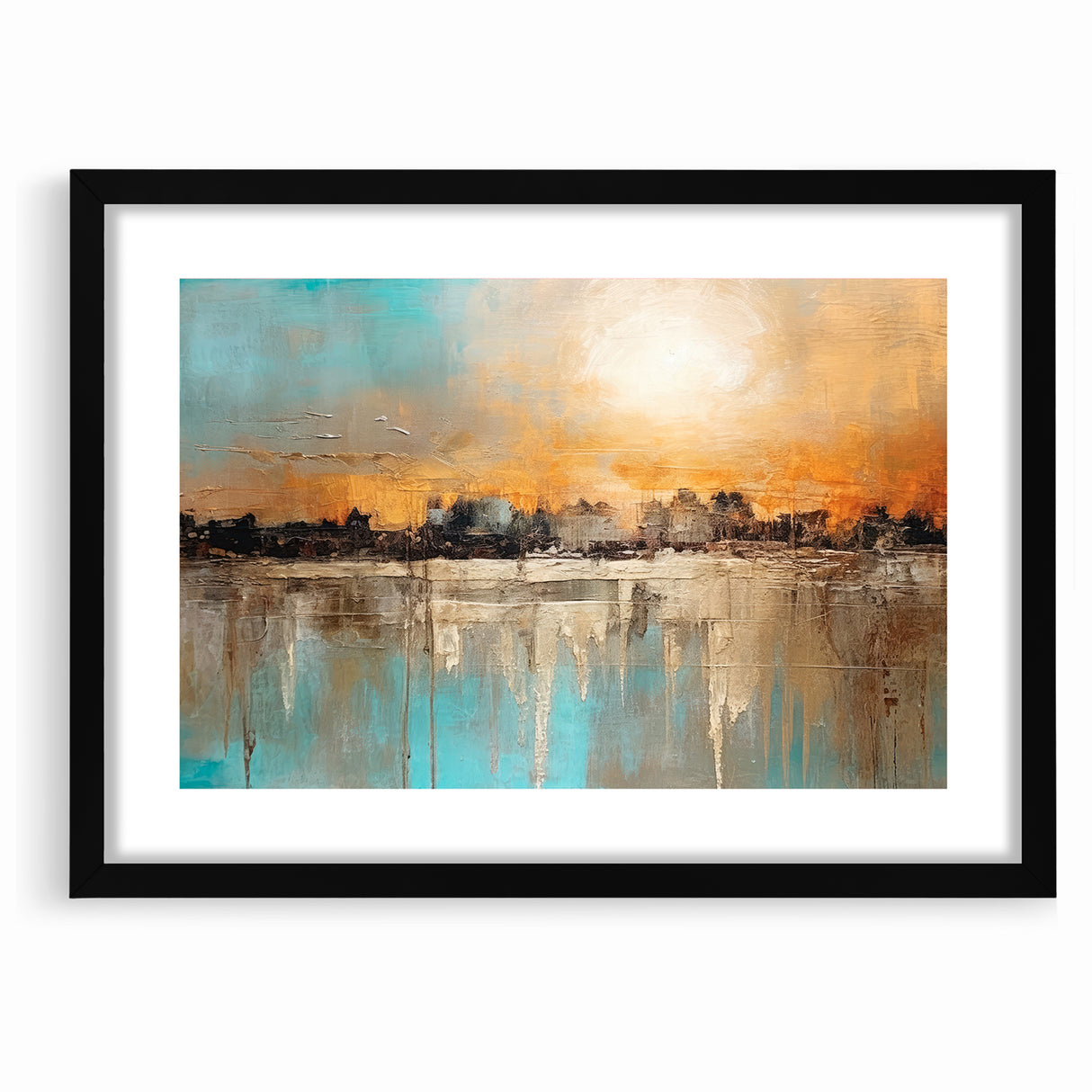 Modern Landscape Abstract - Vibrant Sunset Over Textured Cityscape Wall Art