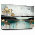 Abstract Landscape Art - Golden Trees and Serene Waters Wall Art