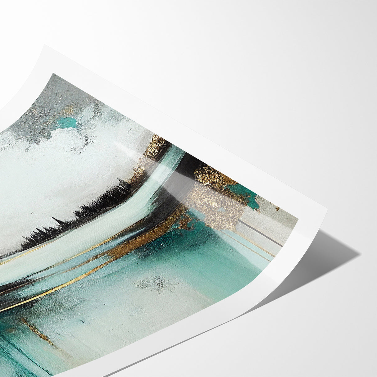 Abstract Landscape Art - Golden Trees and Serene Waters Wall Art