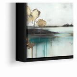 Abstract Landscape Art - Golden Trees and Serene Waters Wall Art