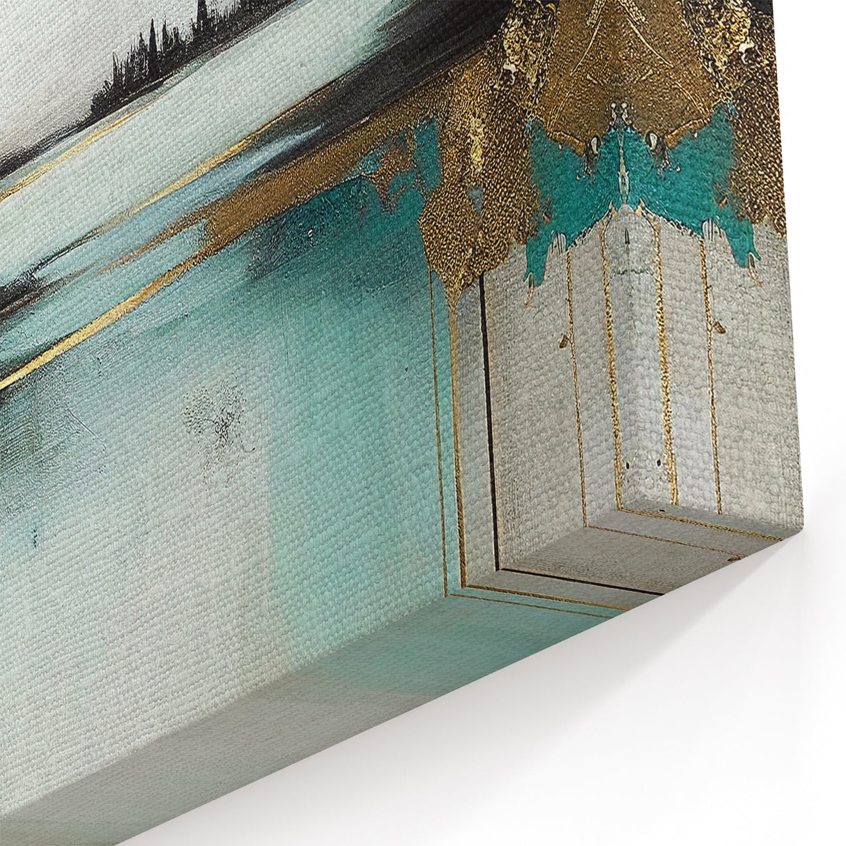 Abstract Landscape Art - Golden Trees and Serene Waters Wall Art