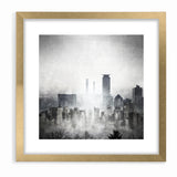 Modern Landscape Abstract - Monochromatic Misty Cityscape Wall Art
