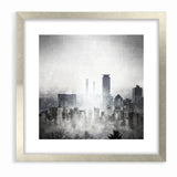 Modern Landscape Abstract - Monochromatic Misty Cityscape Wall Art