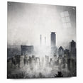 Modern Landscape Abstract - Monochromatic Misty Cityscape Wall Art