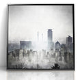 Modern Landscape Abstract - Monochromatic Misty Cityscape Wall Art