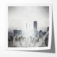 Modern Landscape Abstract - Monochromatic Misty Cityscape Wall Art