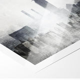 Modern Landscape Abstract - Monochromatic Misty Cityscape Wall Art