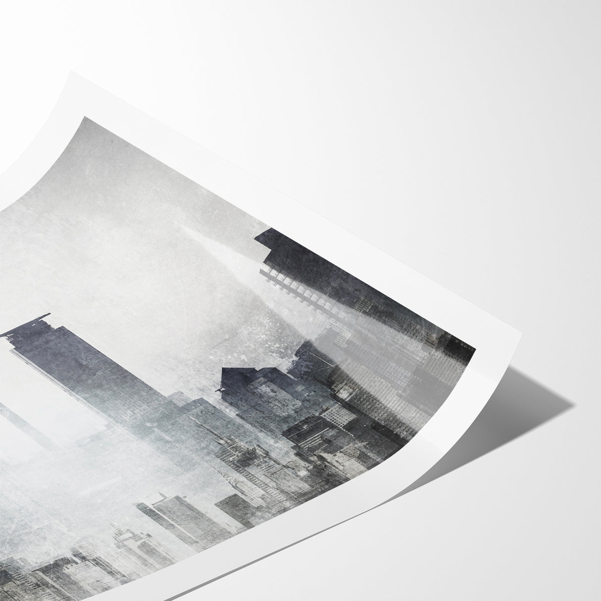 Modern Landscape Abstract - Monochromatic Misty Cityscape Wall Art