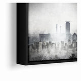 Modern Landscape Abstract - Monochromatic Misty Cityscape Wall Art