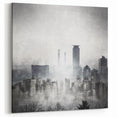 Modern Landscape Abstract - Monochromatic Misty Cityscape Wall Art