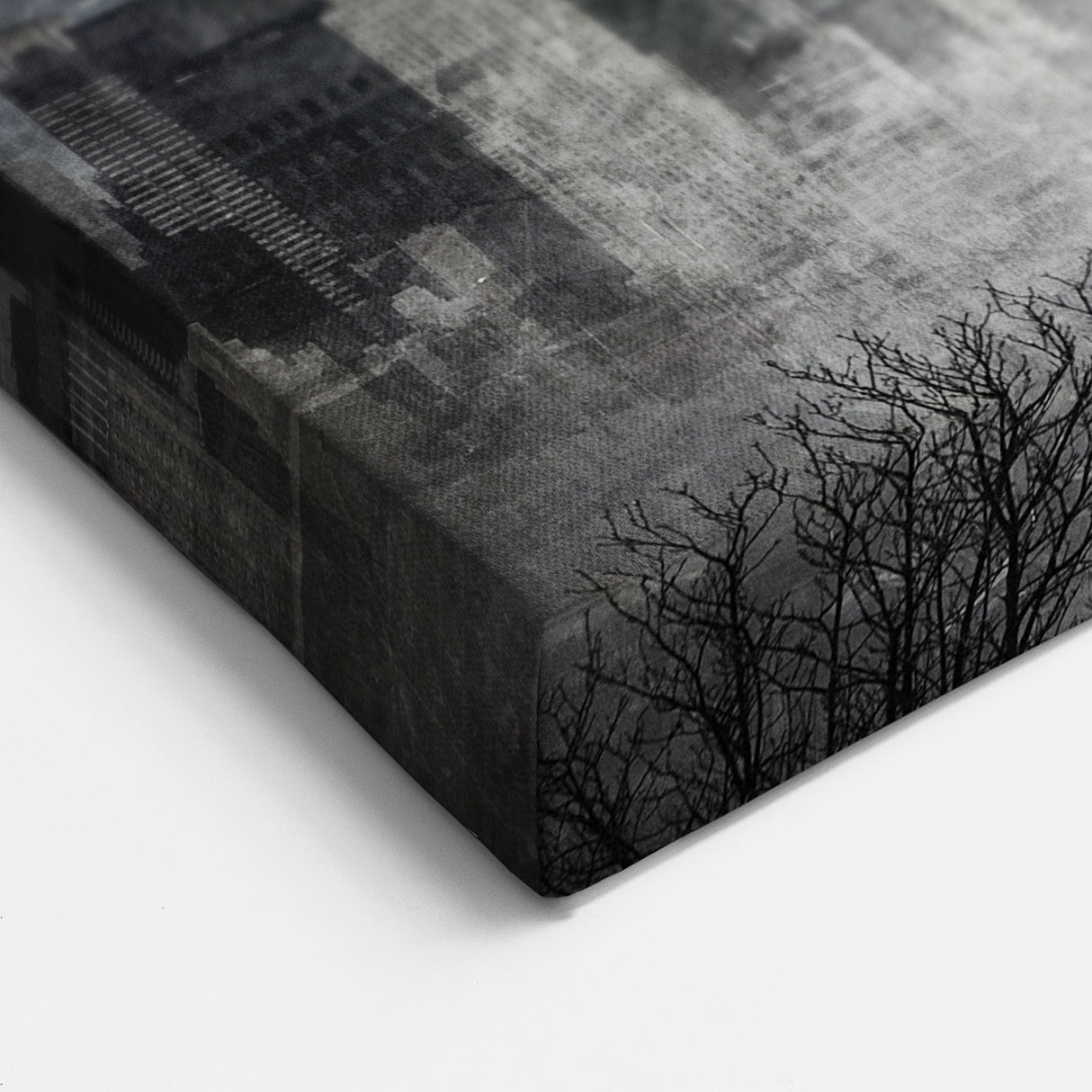Modern Landscape Abstract - Monochromatic Misty Cityscape Wall Art