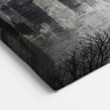 Modern Landscape Abstract - Monochromatic Misty Cityscape Wall Art