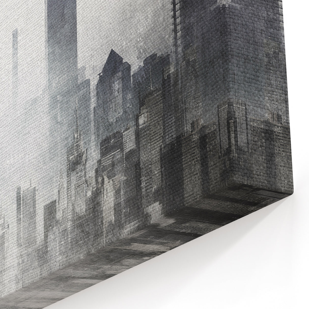 Modern Landscape Abstract - Monochromatic Misty Cityscape Wall Art
