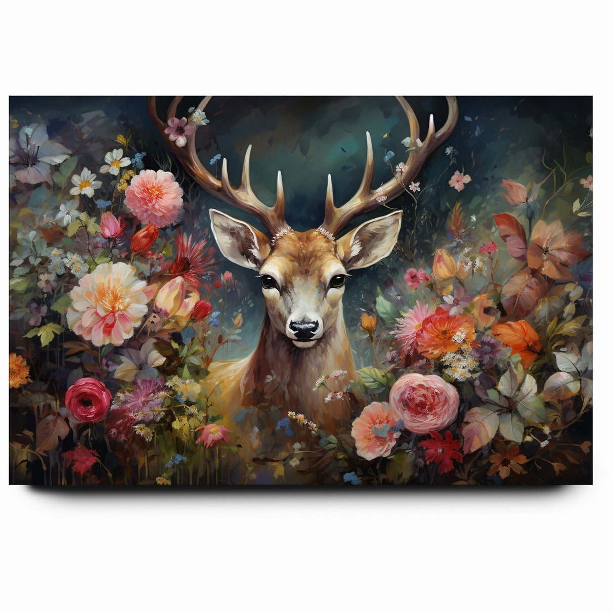 Graceful Antelope with Vibrant Floral Surroundings - Stunning Wall Art