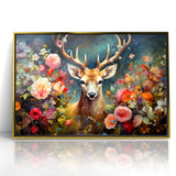 Graceful Antelope with Vibrant Floral Surroundings - Stunning Wall Art