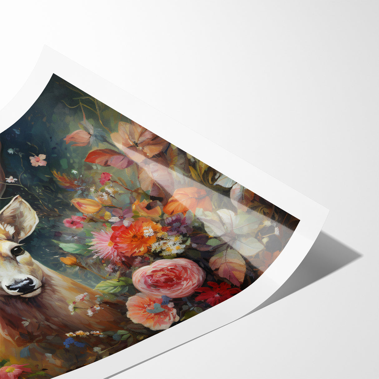 Graceful Antelope with Vibrant Floral Surroundings - Stunning Wall Art