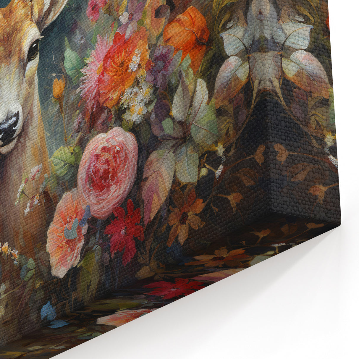 Graceful Antelope with Vibrant Floral Surroundings - Stunning Wall Art