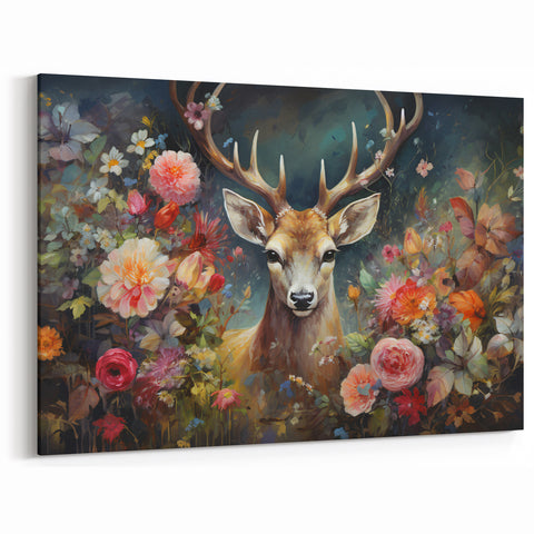 Graceful Antelope with Vibrant Floral Surroundings - Stunning Wall Art