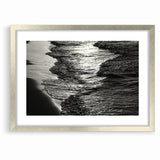 Abstract Nature Prints - Shimmering Black and White Beach Waves Wall Art