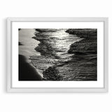 Abstract Nature Prints - Shimmering Black and White Beach Waves Wall Art