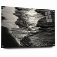 Abstract Nature Prints - Shimmering Black and White Beach Waves Wall Art