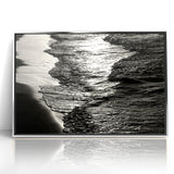 Abstract Nature Prints - Shimmering Black and White Beach Waves Wall Art
