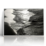 Abstract Nature Prints - Shimmering Black and White Beach Waves Wall Art